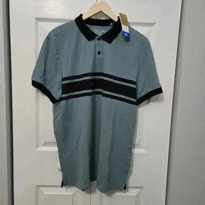 C & A Mexico Polo Shirt Short Sleeve Polo Striped Green Black Mens Large nwt